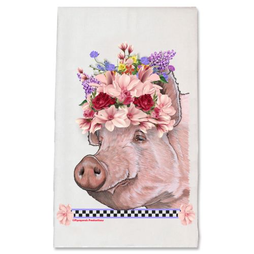 Pig Lovers Farm Floral Kitchen Dish Towel Pet Gift