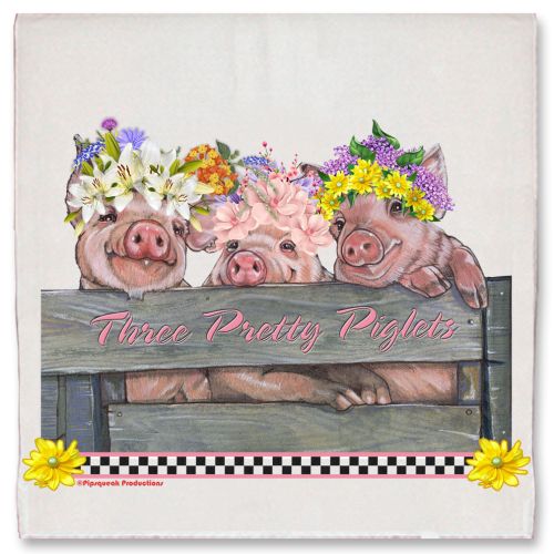 Piglets Farm Floral Kitchen Dish Towel Pet Gift