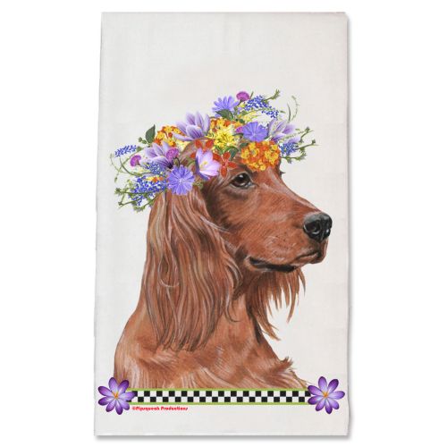 Irish Setter Dog Floral Kitchen Dish Towel Pet Gift