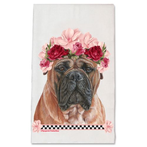 Bullmastiff Dog Floral Kitchen Dish Towel Pet Gift