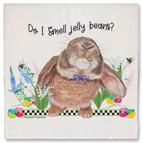 Bunny Floppy Eared Lop Eared Brown Rabbit Floral Kitchen Dish Towel Pet Gift