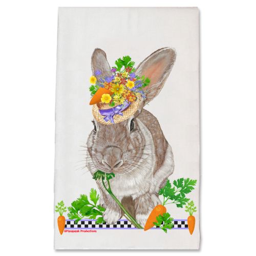 Bunny in the Garden Rabbit Floral Kitchen Dish Towel Pet Gift