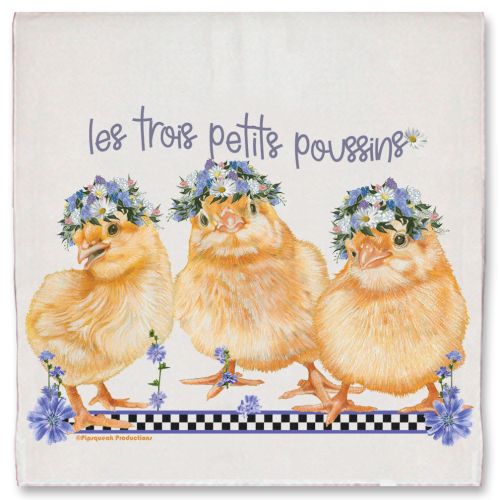 Chickens Three Little Chicks Floral Kitchen Dish Towel Pet Gift