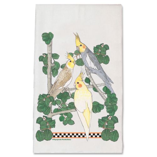 Cockatiel Parrot Floral Kitchen Dish Towel Pet Gift