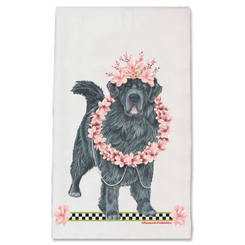 Newfoundland Newfie Dog Floral Kitchen Dish Towel Pet Gift