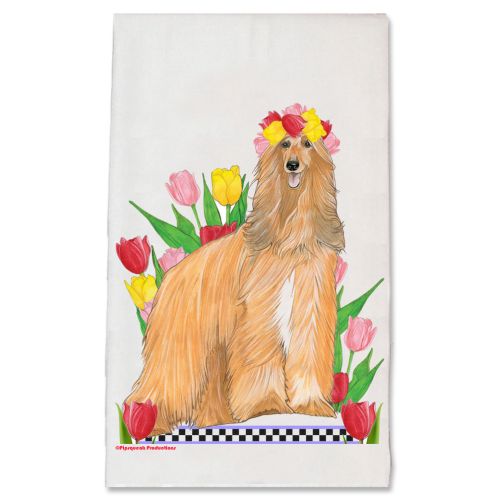 Afghan Hound Dog Floral Kitchen Dish Towel Pet Gift