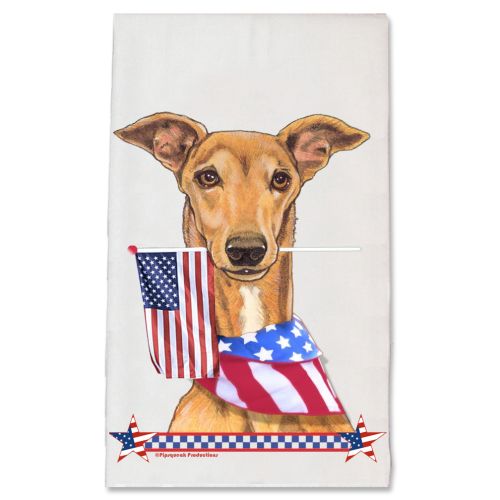 Greyhound Patriotic Dog Kitchen Dish Towel Pet Gift