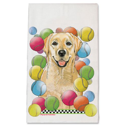 Labrador Retriever Yellow Lab Tennis Dog Kitchen Dish Towel Pet Gift