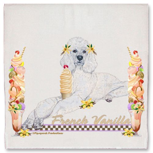 Poodle Standard White Poodle Dog French Vanilla Ice Cream Kitchen Dish Towel Pet Gift