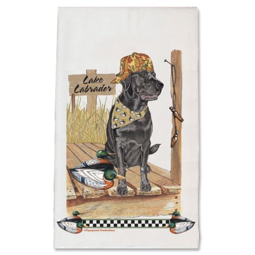 Labrador Retriever Black Lab Sporting Duck Dog Kitchen Dish Towel Pet Gift