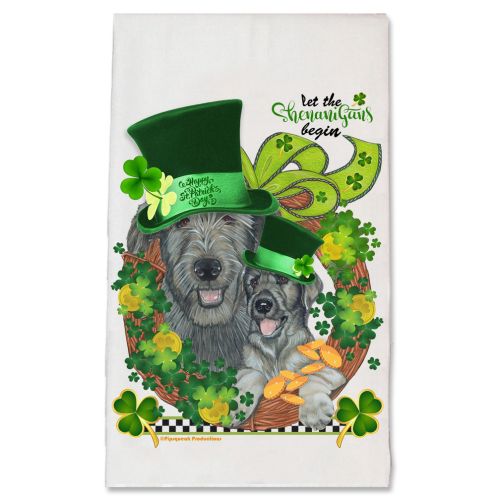 Irish Wolfhound Saint Patrick's Day Kitchen Dish Towel Pet Gift