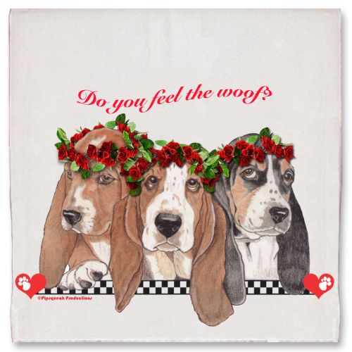 Basset Hound Valentine’s Day Kitchen Dish Towel Pet Gift