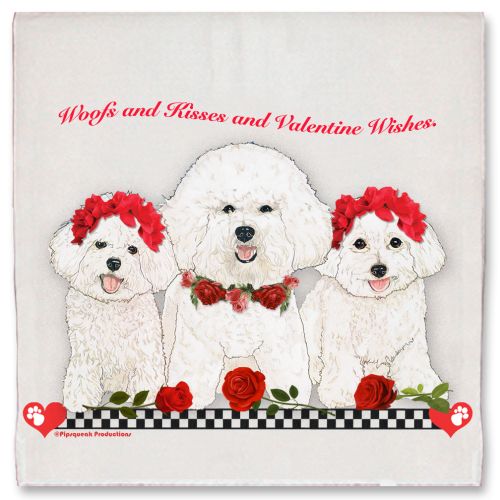 Bichon Frise Valentine’s Day Kitchen Dish Towel Pet Gift