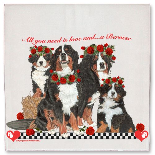 Bernese Mountain Dog Valentine’s Day Kitchen Dish Towel Pet Gift