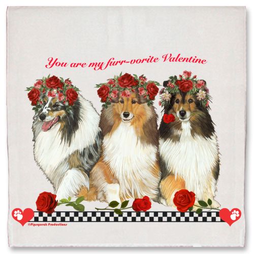 Shetland Sheepdog Sheltie Dog Valentine’s Day Kitchen Dish Towel Pet Gift