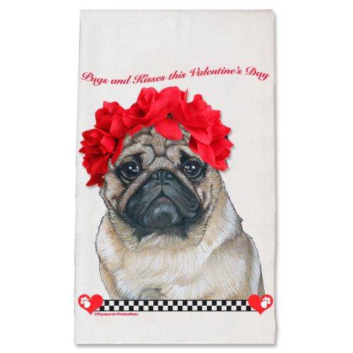 Pug Valentine’s Day Kitchen Dish Towel Pet Gift
