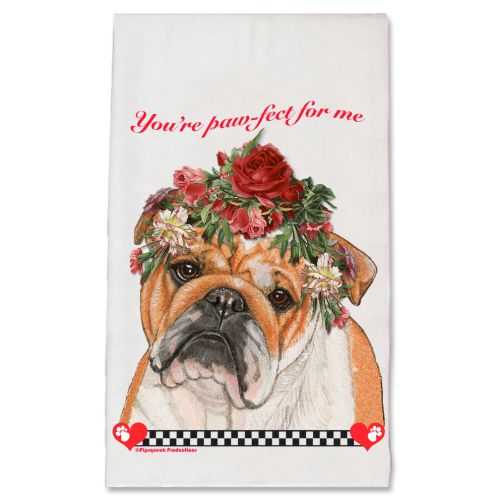 Bulldog Valentine’s Day Kitchen Dish Towel Pet Gift