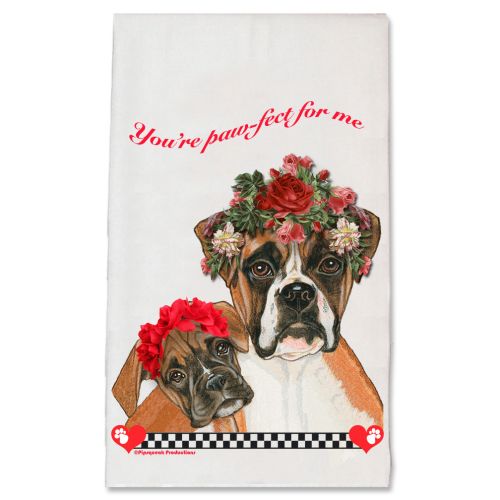 Boxer Valentine’s Day Kitchen Dish Towel Pet Gift