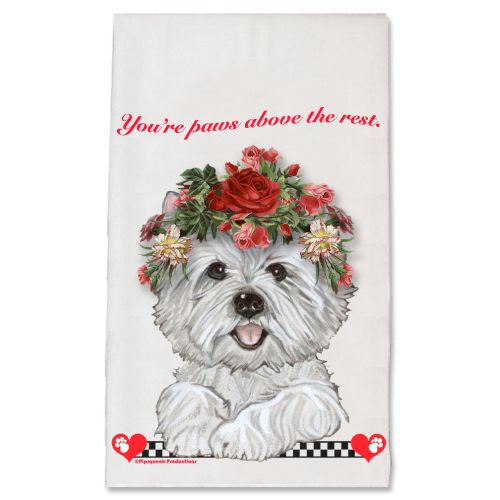 West Highland Terrier Westie Valentine's Day Kitchen Dish Towel Pet Gift
