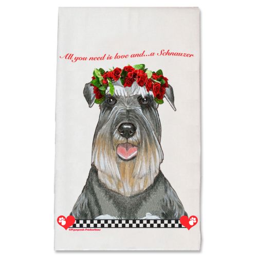 Schnauzer Valentine’s Day Kitchen Dish Towel Pet Gift