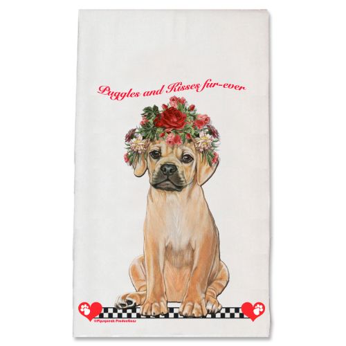 Puggle Valentine’s Day Kitchen Dish Towel Pet Gift