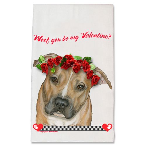Pit Bull Valentine’s Day Kitchen Dish Towel Pet Gift