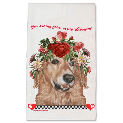 Golden Retriever Valentine’s Day Kitchen Dish Towel Pet Gift