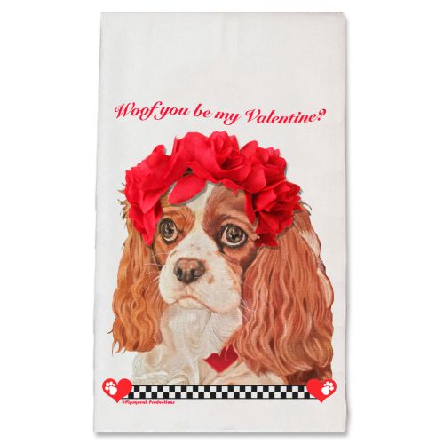 Cavalier King Charles Valentine’s Day Kitchen Dish Towel Pet Gift