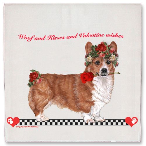 Corgi Welsh Pembroke Dog Valentine’s Day Kitchen Dish Towel Pet Gift