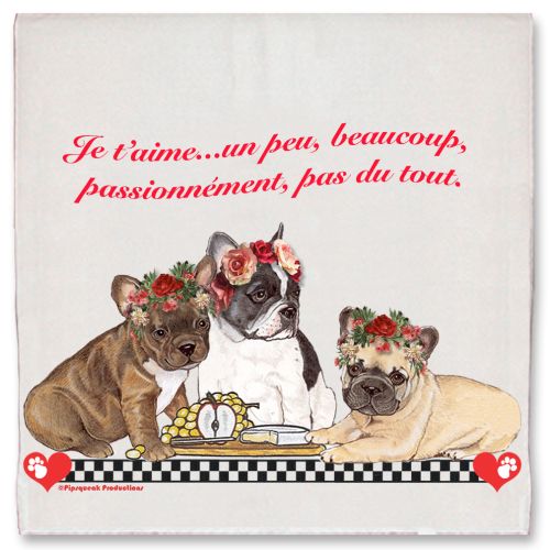 French Bulldog Frenchie Dog Valentine’s Day Kitchen Dish Towel Pet Gift