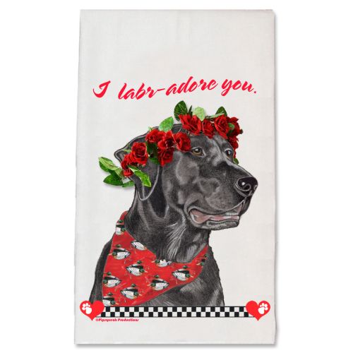 Labrador Retriever Black Lab Valentine’s Day Kitchen Dish Towel Pet Gift