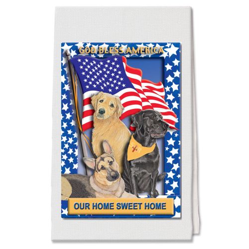 Dogs Patriotic Kitchen Dish Towel Pet Gift