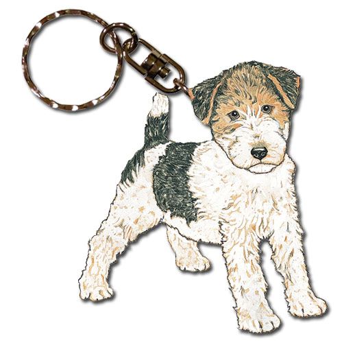 Fox Terrier Wire Keychain Wooden