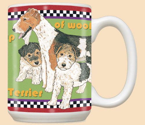 Fox Terrier Wire Ceramic Coffee Mug Tea Cup 15 oz