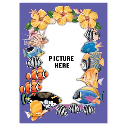 Tropical Fish Wooden Picture Frame Die-Cut 2-Dimensional 5” x 7” Holds 4" x 6" Photo 