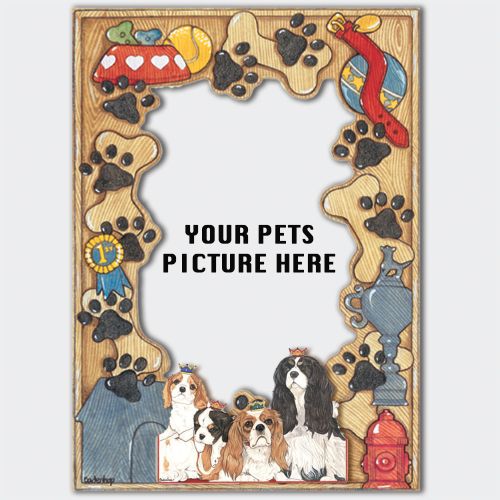 Cavalier King Charles Spaniel Wooden Picture Frame Die-Cut 2-Dimensional 5” x 7” Holds 4" x 6" Photo 