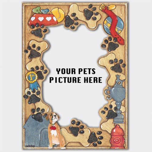 Boxer Puppy Wooden Picture Frame Die-Cut 2-Dimensional 5” x 7” Holds 4" x 6" Photo 