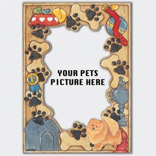 Pomeranian Wooden Picture Frame Die-Cut 2-Dimensional 5” x 7” Holds 4" x 6" Photo 