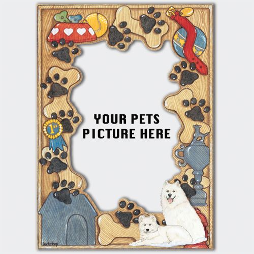 Samoyed Wooden Picture Frame Die-Cut 2-Dimensional 5” x 7” Holds 4" x 6" Photo 