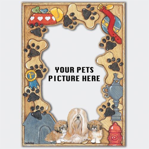 Lhasa Apso Wooden Picture Frame Die-Cut 2-Dimensional 5” x 7” Holds 4" x 6" Photo 