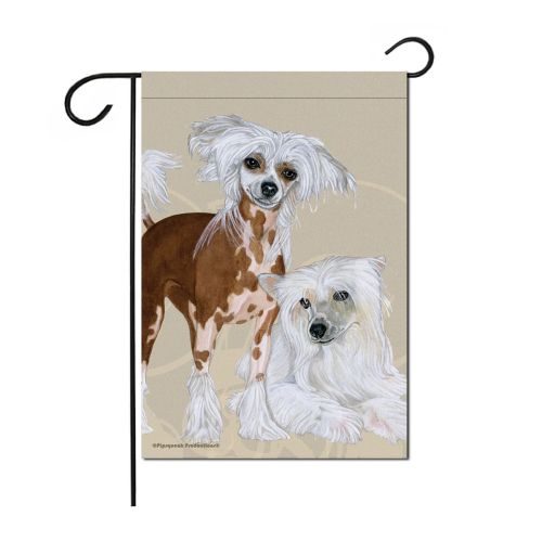 Chinese Crested Garden Flag Double Sided 12” x 17”