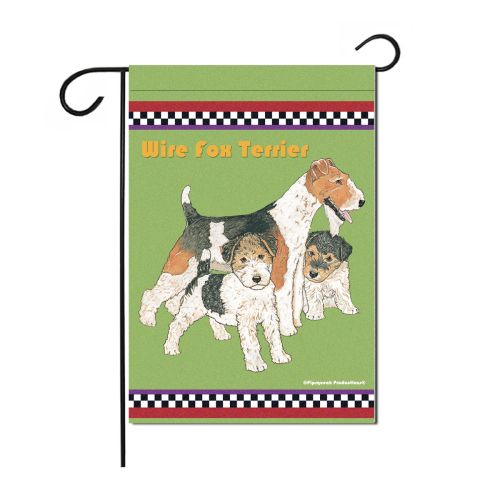 Fox Terrier Wire Garden Flag Double Sided 12” x 17”