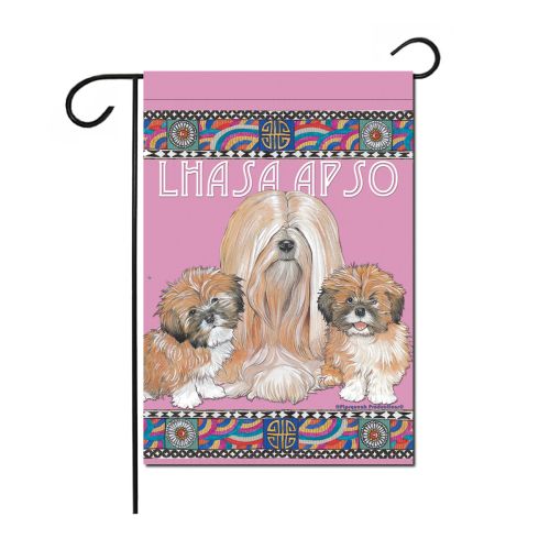 Lhasa Apso Garden Flag Double Sided 12” x 17”