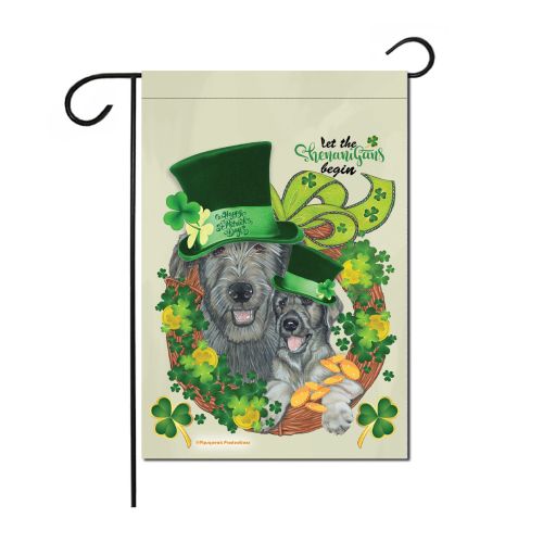 Irish Wolfhound Saint Patrick's Day Garden Flag Double Sided 12 x 18 inches