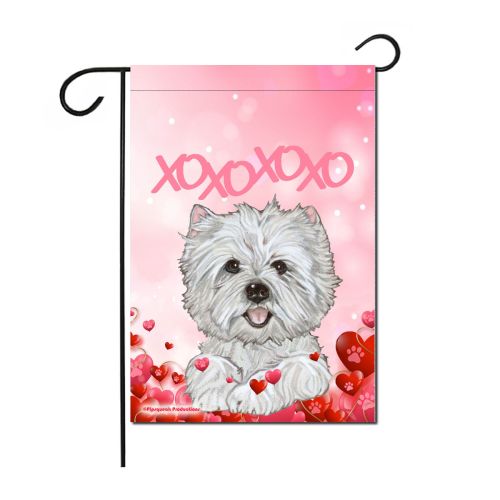 West Highland Terrier Valentine’s Day Garden Flag, Double sided 12” x 18” Yard Art Decor