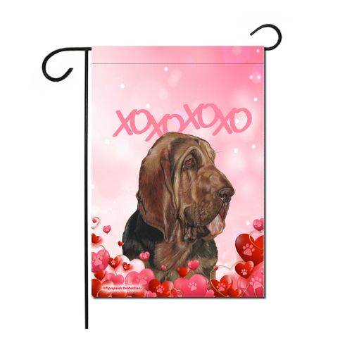 Bloodhound Valentine’s Day Garden Flag, Double sided 12” x 18” Yard Art Decor