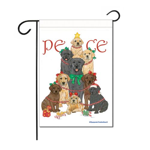 Labrador Retrievers Peace Tree Christmas Garden Flag Double Sided 12” x 17” 