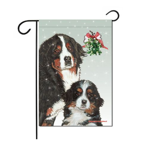 Bernese Mountain Dog Christmas Garden Flag Double Sided 12” x 17”