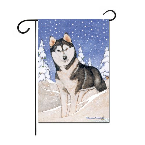 Siberian Husky Christmas Garden Flag Double Sided 12” x 17”