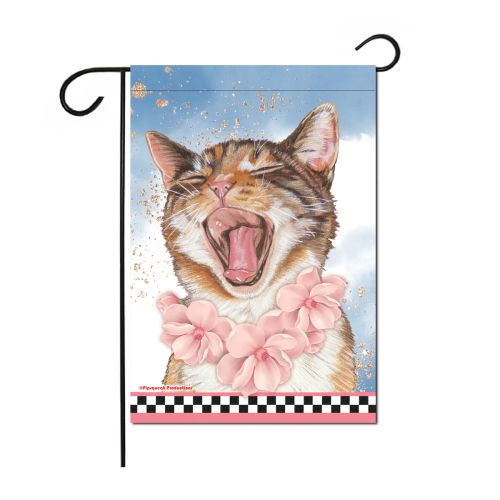 Cat's Meow Floral Garden Flag Double Sided 12 x 17 in. 